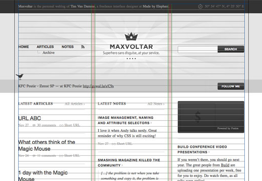 MaxVoltar's (Tim Van Damme's) Blog with 960 Grid Overlay