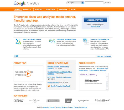 Google Analytics - Home Page