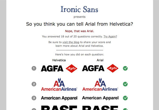 Helvetica VS Arial Quiz Results