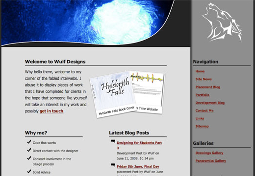 Previous portfolio design on wulf.me
