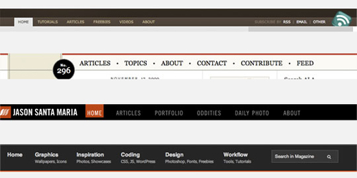 Examples of Horizontal Site Navigation